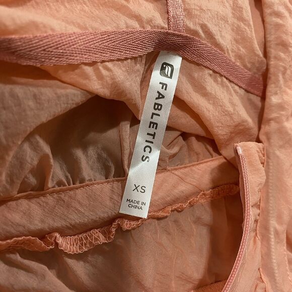 FABLETICS Flyweight Nylon Hooded Jacket Adjustable Bungee Wind Womens XS Peach - Picture 3 of 12
